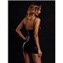 Лакова сукня з пензликами D&A, L, black, обтисла, відкриті груди