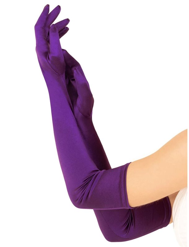 Довгі атласні рукавички Leg Avenue Extra Long Satin Gloves, One Size, фіолетові