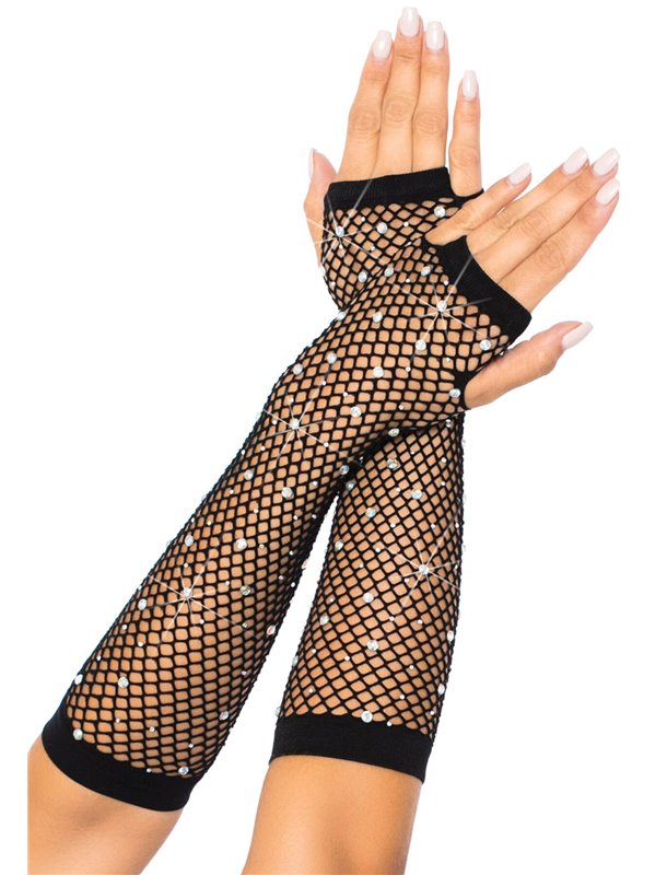 Мітенки Leg Avenue Rhinestone Fishnet Arm Warmers Black