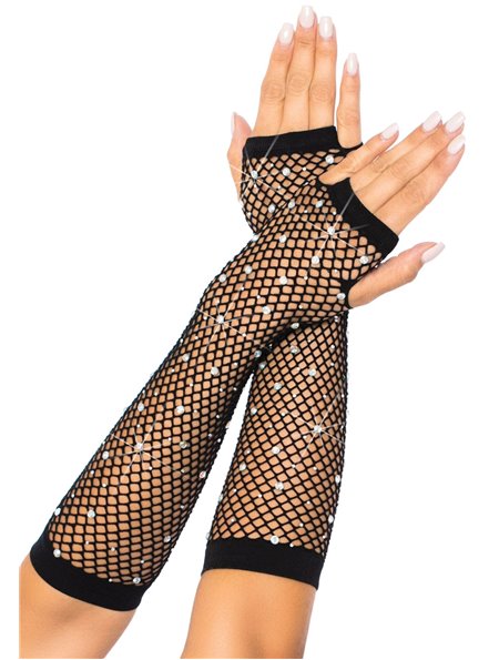 Мітенки Leg Avenue Rhinestone Fishnet Arm Warmers Black