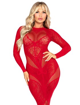 Сукня Leg Avenue Lace and Net Bodycon Gown One Size, Red