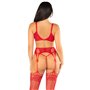 Комплект Leg Avenue Bra Top, String and Garter Belt Stockings One Size, Red