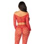 Комплект Leg Avenue Off The Shoulder Top and Footless Tights One Size, Red