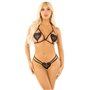 Комплект Leg Avenue Open Cup Bra and Pearl String One Size, Black