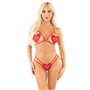 Комплект Leg Avenue Open Cup Bra and Pearl String One Size, Red