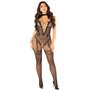 Бодістокінг Leg Avenue Crotchless Bodystocking with Heart One Size, Black