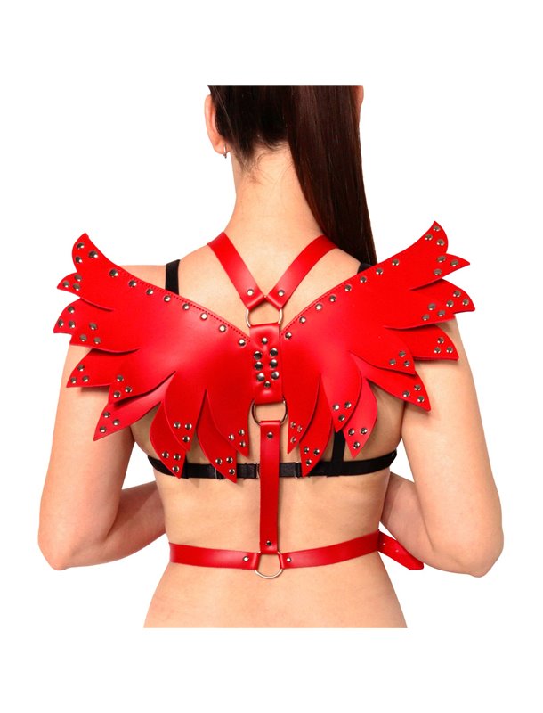 Жіноча портупея Art of Sex - Wings червона XS-M, екошкіра
