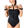 Жіноча портупея з наручниками Art of Sex - Ursula чорна XS-2XL, екошкіра