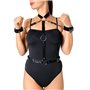 Шкіряна жіноча портупея з наручниками Art of Sex - Ursula чорна XS-2XL
