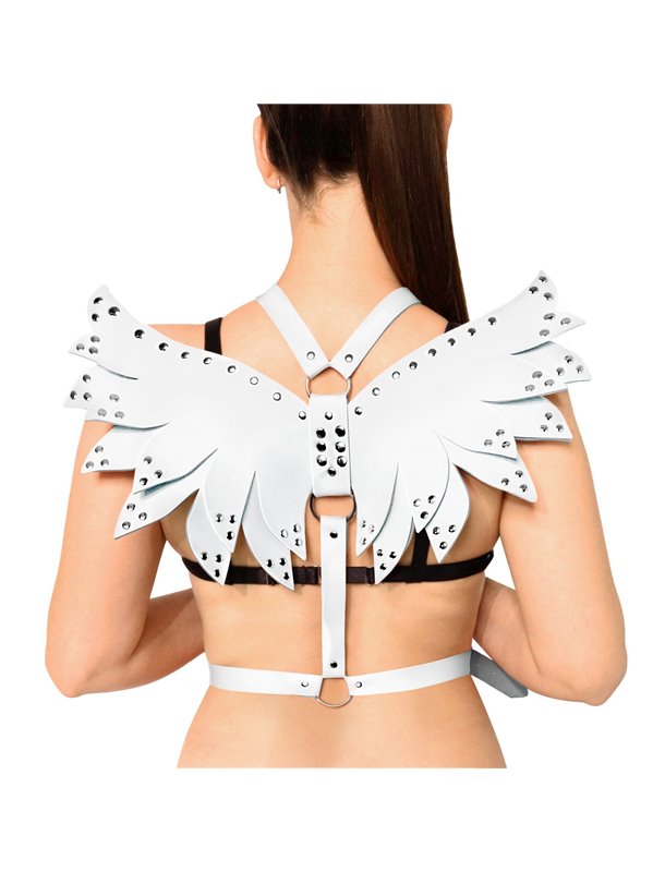 Жіноча портупея Art of Sex - Wings біла L-2XL, екошкіра