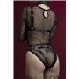 Портупея на груди Feral Feelings - Harness Bra, ліф, натуральна шкіра, колір чорний