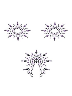 Пестіс з кристалів Petits Joujoux Gloria set of 3 - Black/Purple, прикраса на груди та вульву