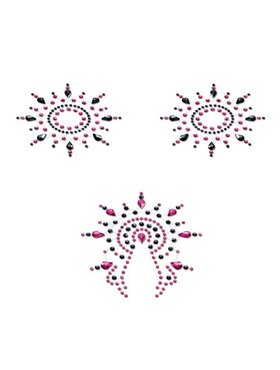 Пестіс з кристалів Petits Joujoux Gloria set of 3 - Black/Pink, прикраса на груди та вульву