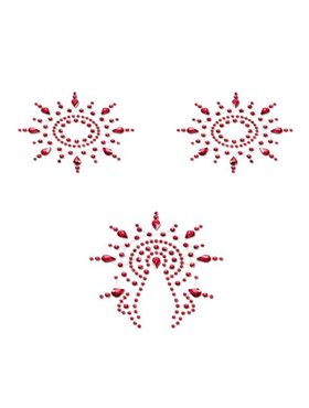 Пестіс з кристалів Petits Joujoux Gloria set of 3 - Red, прикраса на груди та вульву