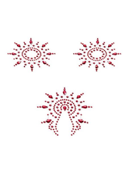 Пестіс з кристалів Petits Joujoux Gloria set of 3 - Red, прикраса на груди та вульву