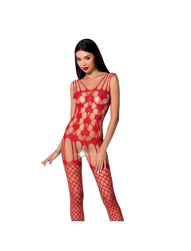Бодістокінг Passion BS067 red, комбінезон, імітація панчох і топа на бретелях PBS067R Passion (Польща) фото - Luxbikini