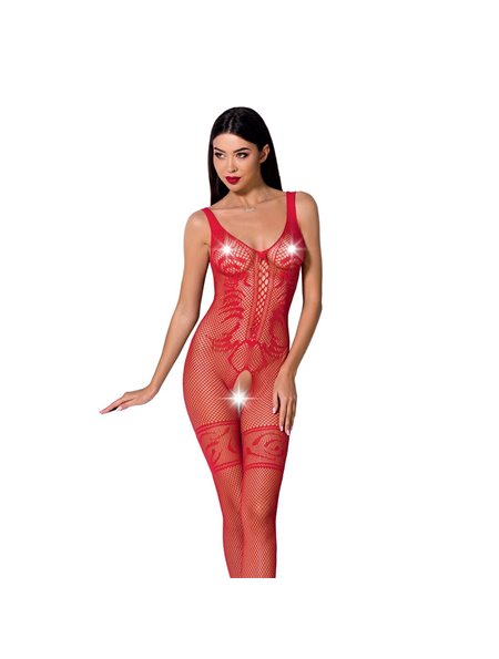 Бодістокінг Passion BS069 red, комбінезон, імітація панчох і боді PBS069R Passion (Польща) фото - Luxbikini