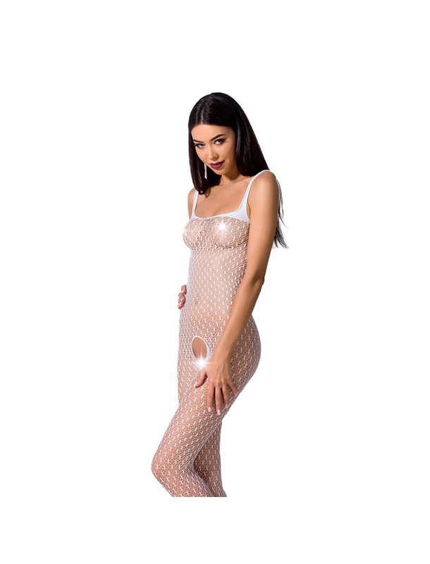 Бодістокінг Passion BS071 white, комбінезон на бретелях PBS071W Passion (Польща) фото - Luxbikini