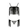 Комплект білизни Passion Exclusive KASSANDRA SET OpenBra L/XL black, ліф з бахроми, трусики-спідниця