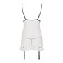 Сорочка прозора з пажами Passion ORIHIME CHEMISE L/XL, white, трусики, стрепи