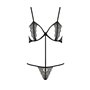Комплект білизни Passion Exclusive QUENTRIS BIKINI XXL/XXXL, black, стрінги і напіввідкритий ліф