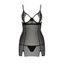 Прозора сорочка приталена Passion QUENTRIS CHEMISE L/XL, black, трусики