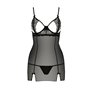 Прозора сорочка приталена Passion QUENTRIS CHEMISE S/M, black, трусики