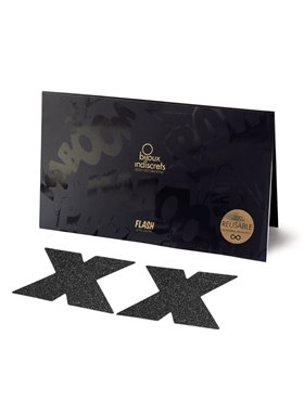 Пестіс стікіні Bijoux Indiscrets Flash Cross Black, наліпки на соски