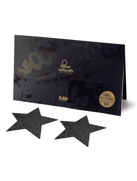 Пестіс - стикини Bijoux Indiscrets - Flash Star Black, наклейки на соски