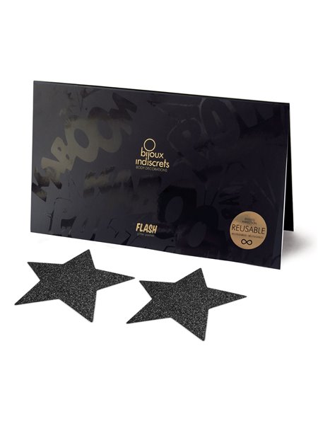 Пестіс - стикини Bijoux Indiscrets - Flash Star Black, наклейки на соски