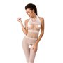 Бодістокінг Passion BS048 white, комбінезон, імітація колгот та відкритого топа