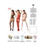Бодістокінг Passion BS050 red, комбінезон, імітація панчох і пояса