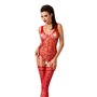 Бодістокінг Passion BS051 red, комбінезон, імітація панчіх і боді