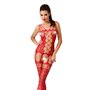 Бодістокінг Passion BS054 red, комбінезон, імітація панчіх, відкритий животик