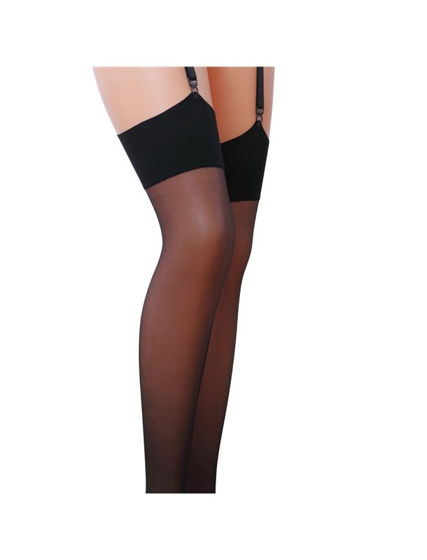 Класичні панчохи під пояс із широкою резинкою Passion ST001 1/2 nero PS23601 Passion (Польща) фото - Luxbikini