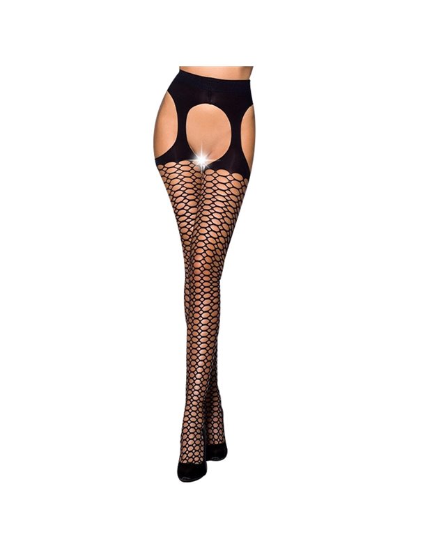 Еротичні колготки Passion TIOPEN 004 3/4 (fishnet 40 den), black, імітація панчох і пояса