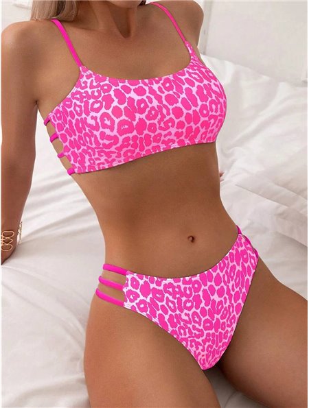 Роздільний купальник із леопардовим принтом - леопард/рожевий KUP-PINK-LEO-COL  фото - Luxbikini