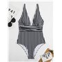 Суцільний купальник у смужку - чорно/білий KUP-CIL-STRIP-BLACK  фото - Luxbikini