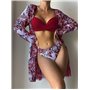 Роздільний купальник із парео - бордо KUP-FLORAL-RED  фото - Luxbikini
