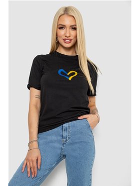 Футболка жіноча з принтом, колір чорний, 238R330-1 238R330-1 ALIMAR фото - Luxbikini