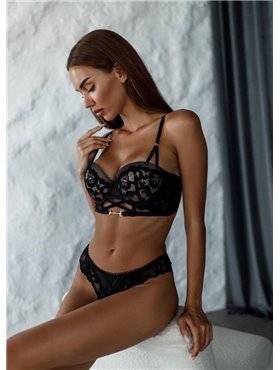 Комплект нижньої білизни AngGee 5341 чорно-бежевий 5341 чорно-бежевий  фото - Luxbikini