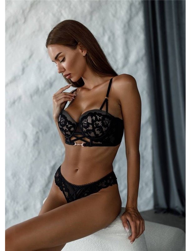 Комплект нижньої білизни AngGee 5341 чорно-бежевий 5341 чорно-бежевий  фото - Luxbikini