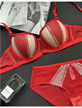 Комплект нижньої білизни Cencka Flower 9935 червоний 9935 червоний  фото - Luxbikini