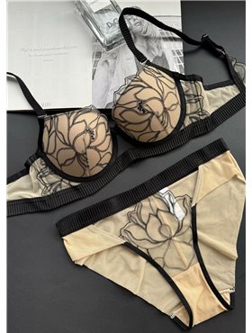 Комплект нижньої білизни Lux Ajour 6601 Чорно-бежевий 6601 чорно-бежевий  фото - Luxbikini