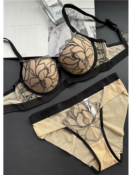 Комплект нижньої білизни Lux Ajour 6601 Чорно-бежевий 6601 чорно-бежевий  фото - Luxbikini