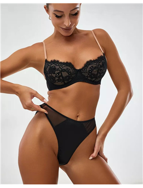 Комплект нижньої білизни Lux Ajour 815 чорно-бежевий 815 чорно-бежевий  фото - Luxbikini