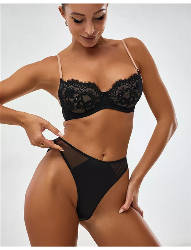 Комплект нижньої білизни Lux Ajour 815 чорно-бежевий 815 чорно-бежевий  фото - Luxbikini