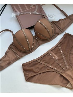 Комплект нижньої білизни Cencka Flower 9931 мокко 9931 моко  фото - Luxbikini