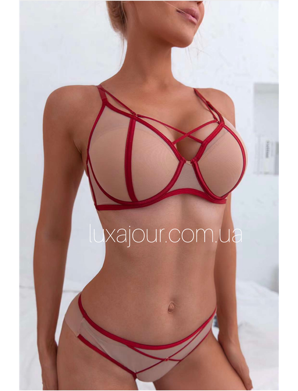 Комплект нижньої білизни Lux Ajour 862 бордо 862 бордо  фото - Luxbikini