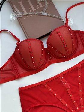 Комплект нижньої білизни Cencka Flower 9931 червоний 9931 червоний  фото - Luxbikini